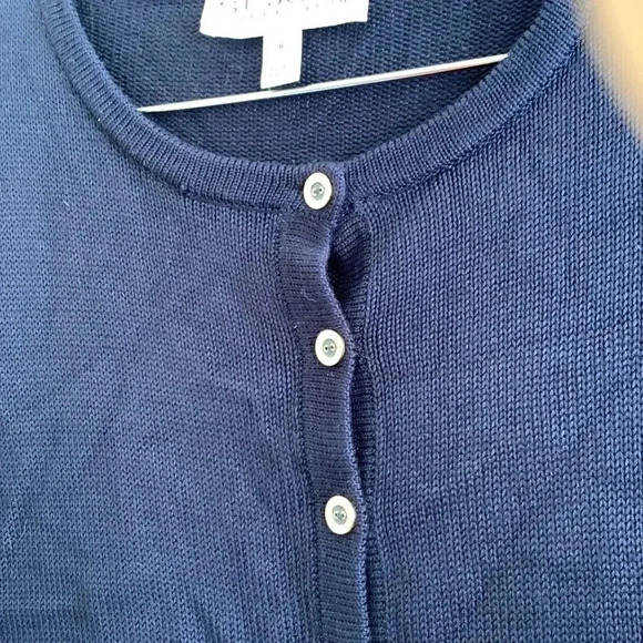 ST. JOHN Collection NAVY BLUE SANTANA KNIT CARDIGAN SWEATER GOLD BUTTON SIZE 8 - Picture 5 of 7
